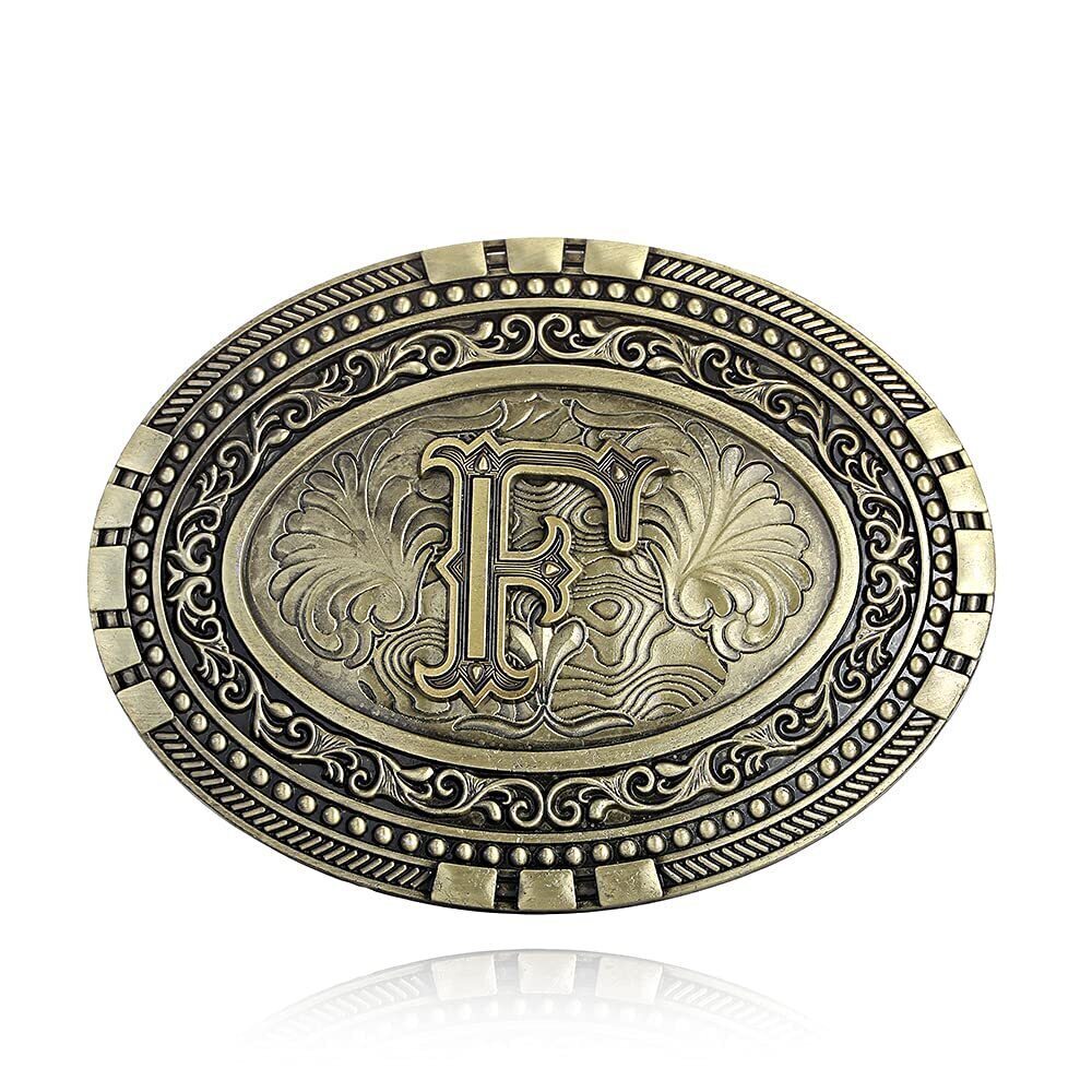 9981 Western Belt Buckle - Initial Cowboy Letter Oval Belt Buckles
